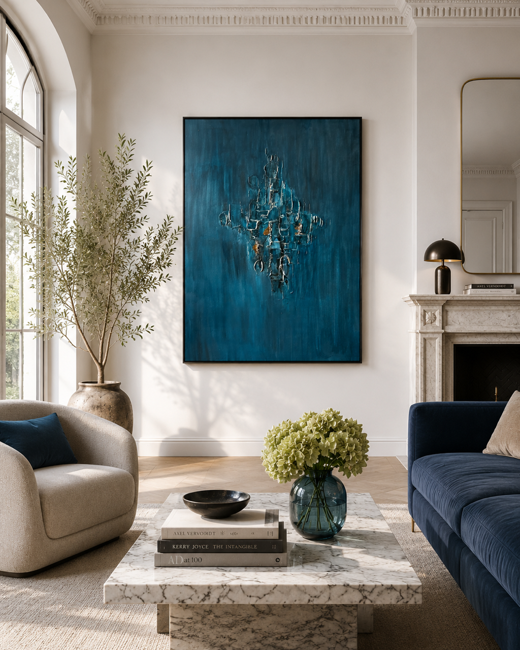 Taktil och abstrakt konst. Målning Ocean Secret ur kollektionen Ocean Crust av Marina Englund Art Göteborg