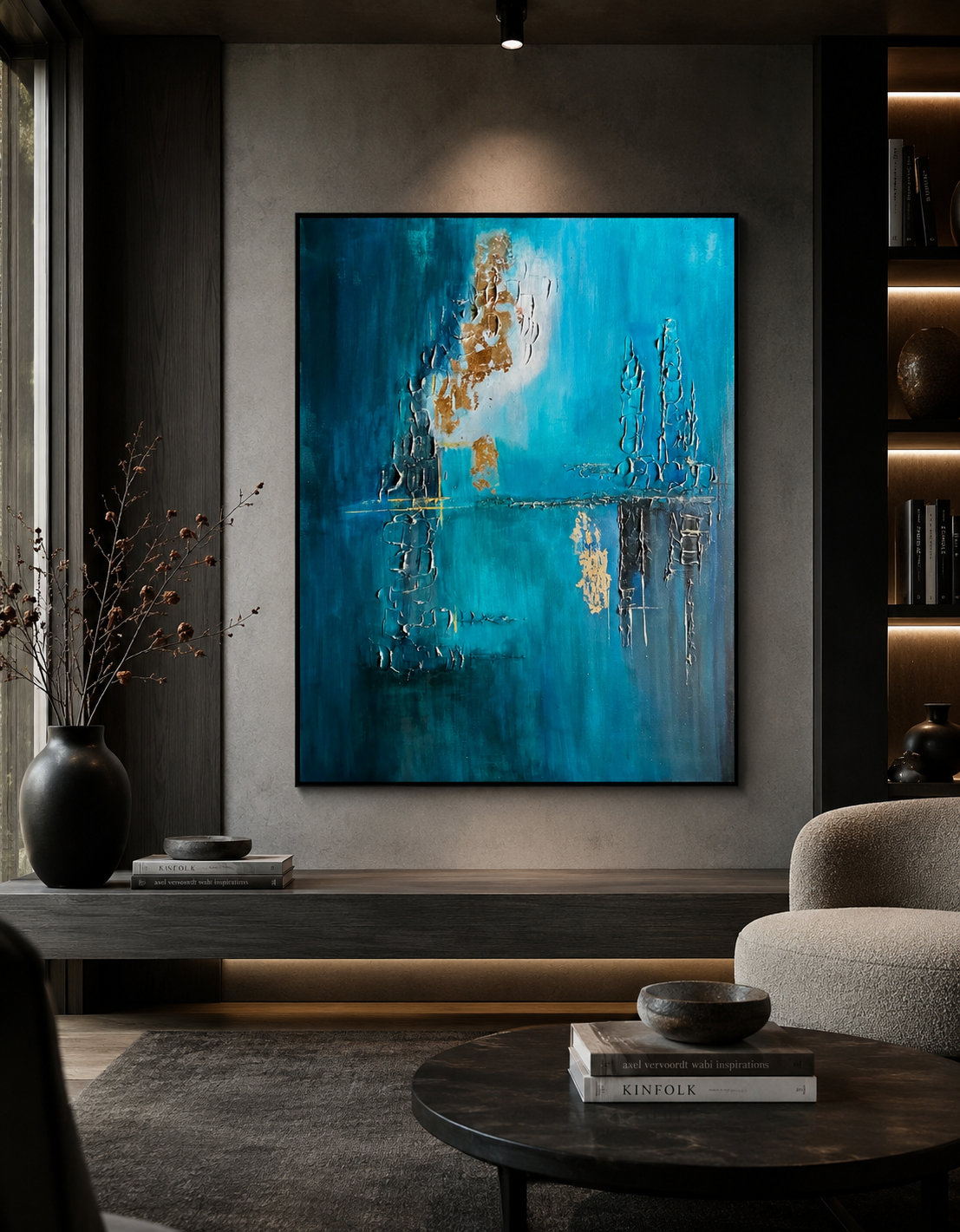 Taktil, abstrakt konst. Målning Ocean Reef ur kollektionen Ocean Crust av Marina Englund Art Göteborg