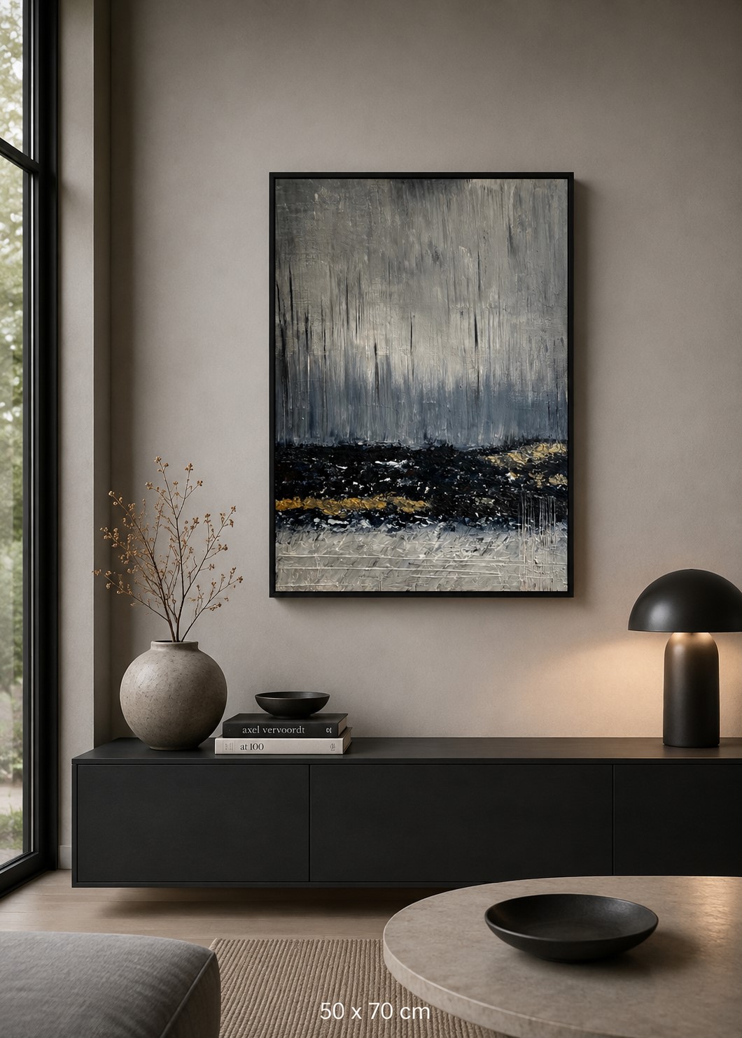 Originalkonst till salu. Downpour, unik, handgjord originalmålning med struktur i blå nyans och vitt. Kollektion Nordic Coast av Marina Englund Art Göteborg.